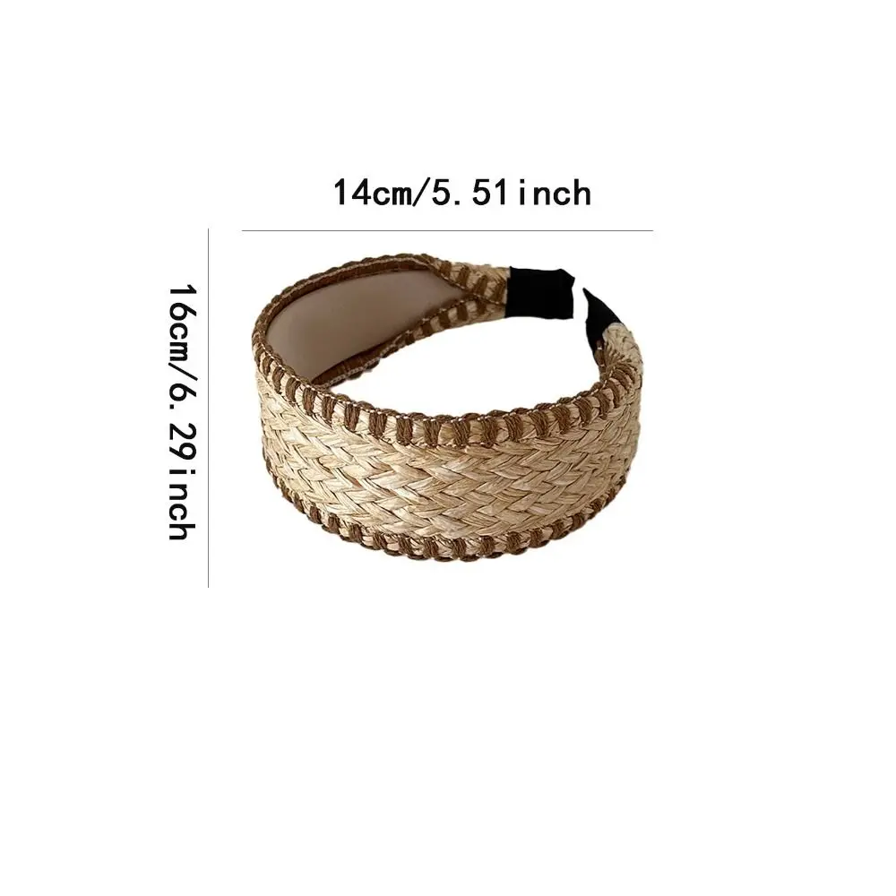 Wide Edge Straw Weave Headband Bohemia Vacation Style Raffia Grass Hairband Woven Korean Style Bohemian Style Hair Hoop Headwear
