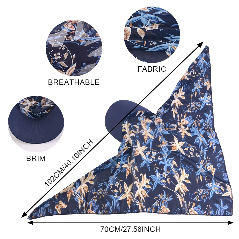 Women Pre-Tied Outdoor Hat sun hat Print Hijab Caps Breathable and lightweight chiffon duck tongue scarf hat Baseball Caps