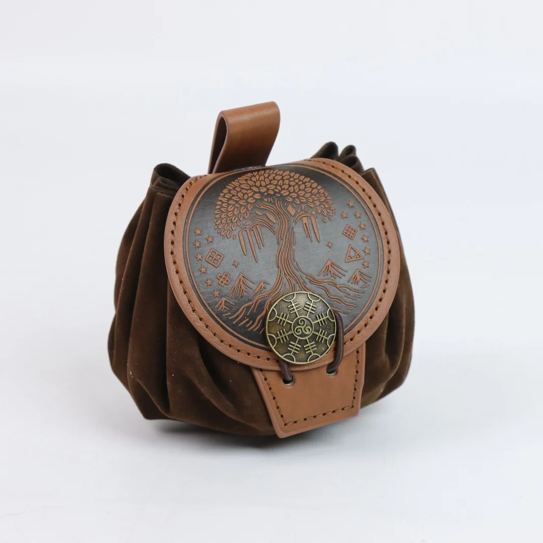 3PCS/1PCS MedievalCosplayLeather Belt Copper Coin Waist Bag Renaissance Dress Steam Belt Role Playing Halloween Belt Set Cosplay