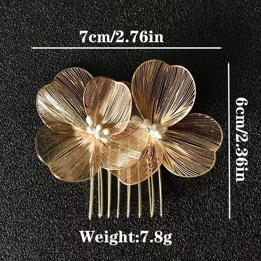 Handmade Alloy Flower Headdress Women's Hair Accessories Fashion Bridal Wedding Hair Comb Women's party HairClips Accessories