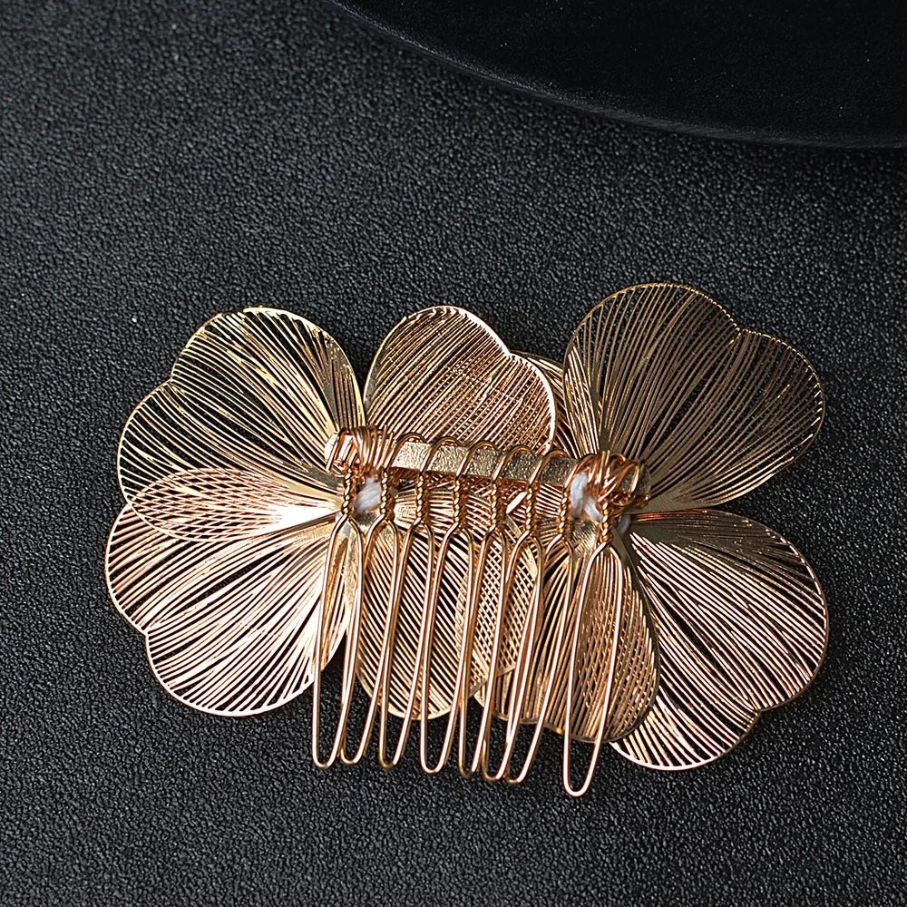 Handmade Alloy Flower Headdress Women's Hair Accessories Fashion Bridal Wedding Hair Comb Women's party HairClips Accessories