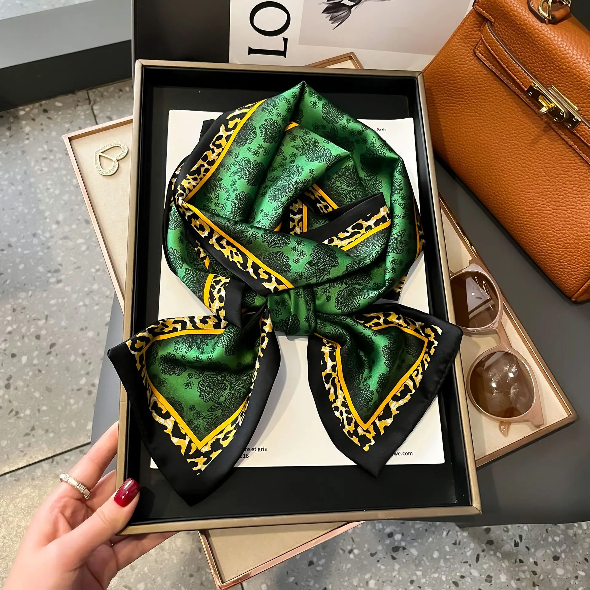 New Women Silk Feel Printed Design Scarf Shawl Fashion Luxury Long Narrow Small Silk Scarves Ladies Headband Headscarve