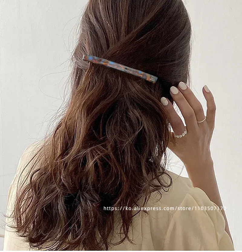 Short hair awkward transition hairpin ~ South Korea France retro one word clip spring clip, ponytail clip French half clip