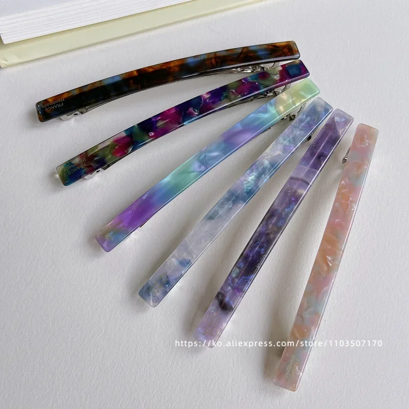 Short hair awkward transition hairpin ~ South Korea France retro one word clip spring clip, ponytail clip French half clip