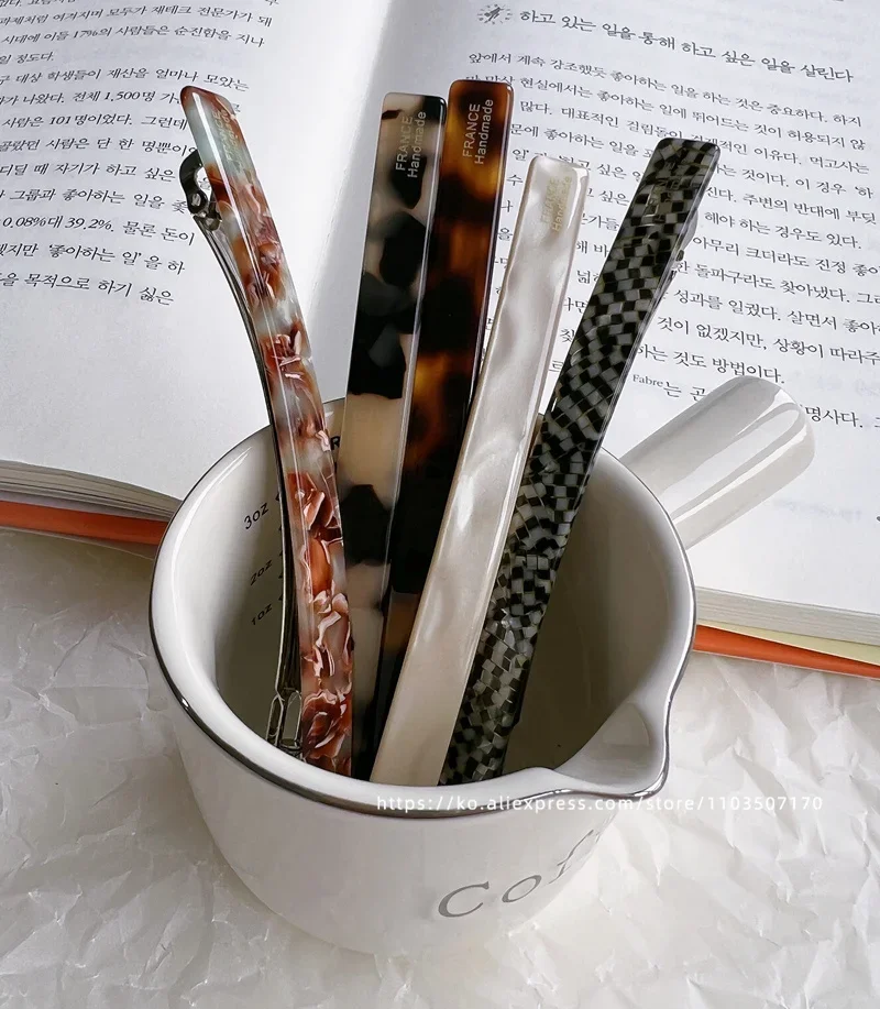 Short hair awkward transition hairpin ~ South Korea France retro one word clip spring clip, ponytail clip French half clip