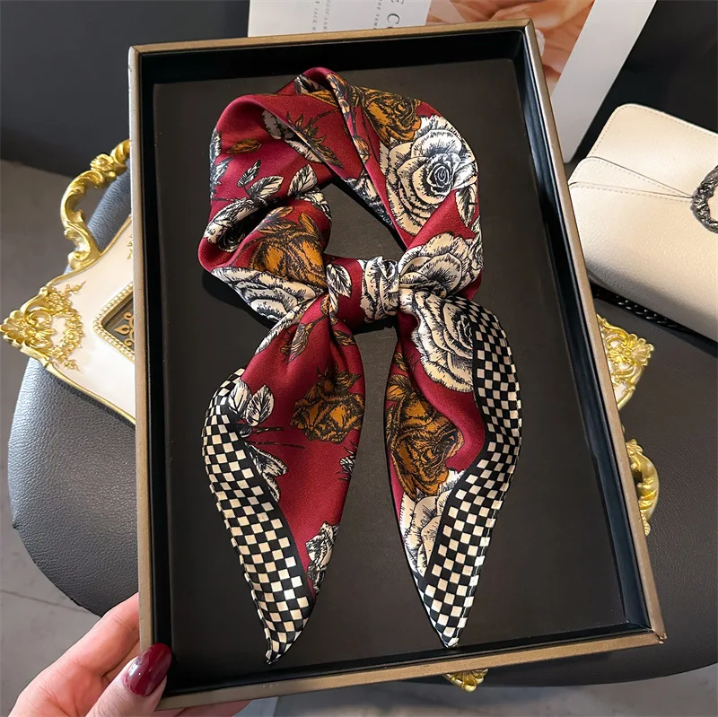 Luxury Brand Silk Square Scarf Women Satin Shawls Neckerchief Casual Beach Scarves Bandana Hair Tie Hjiab Foulard