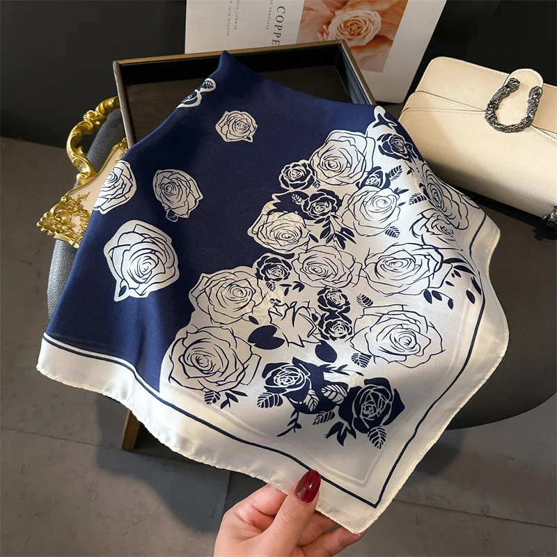 Luxury Brand Silk Square Scarf Women Satin Shawls Neckerchief Casual Beach Scarves Bandana Hair Tie Hjiab Foulard