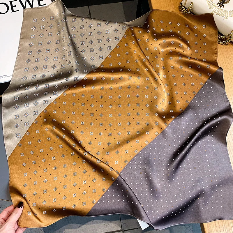 Luxury Brand Silk Square Scarf Women Satin Shawls Neckerchief Casual Beach Scarves Bandana Hair Tie Hjiab Foulard