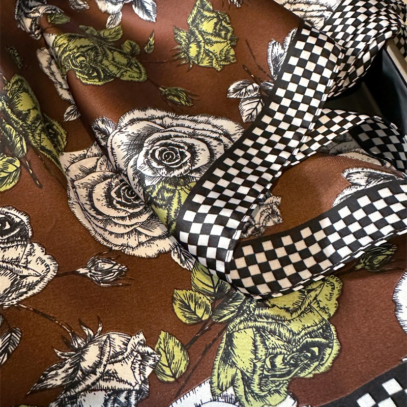 Luxury Brand Silk Square Scarf Women Satin Shawls Neckerchief Casual Beach Scarves Bandana Hair Tie Hjiab Foulard