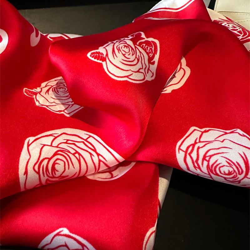 Luxury Brand Silk Square Scarf Women Satin Shawls Neckerchief Casual Beach Scarves Bandana Hair Tie Hjiab Foulard