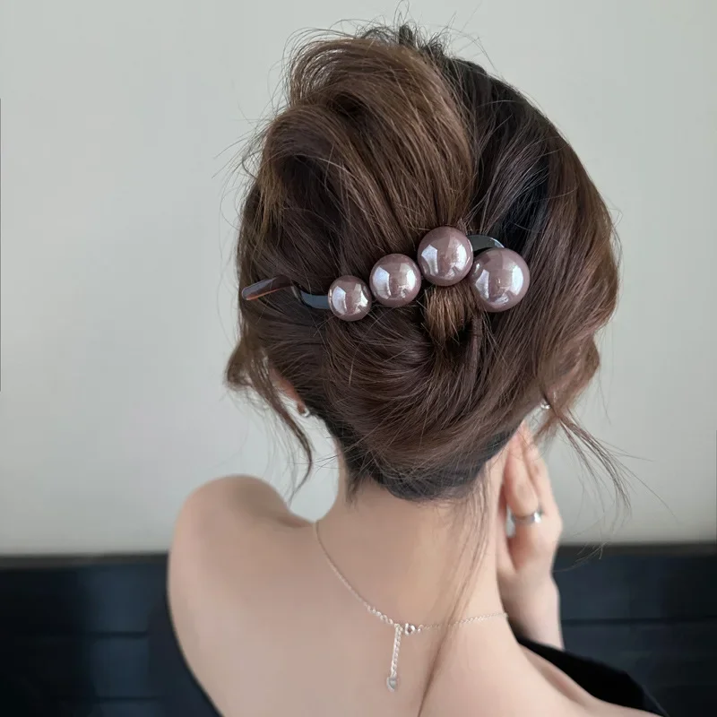 Elegant Pearls Twist Hair Clip for Women Long Hairs Holder Hairpin Barrette Sweet Hair Ornament Headband Fashion Hair Accessorie