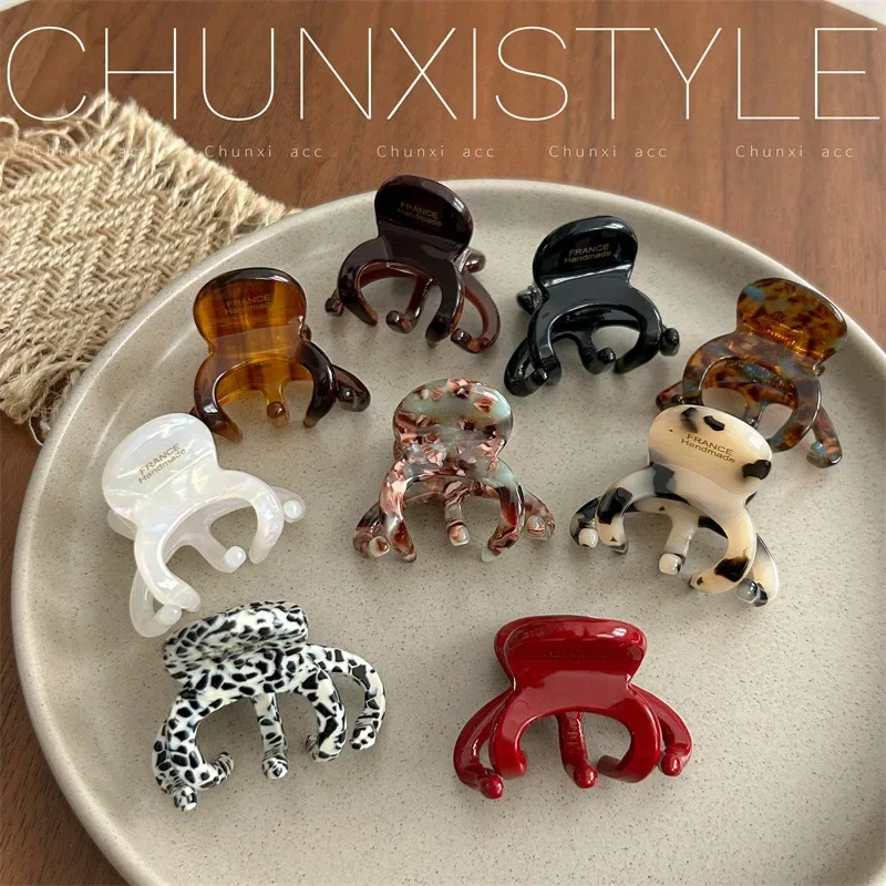Trendy French Hair Claw Clips Acetate Retro High Ponytail Holders Elegant Crab Shark Clip for Women Girls