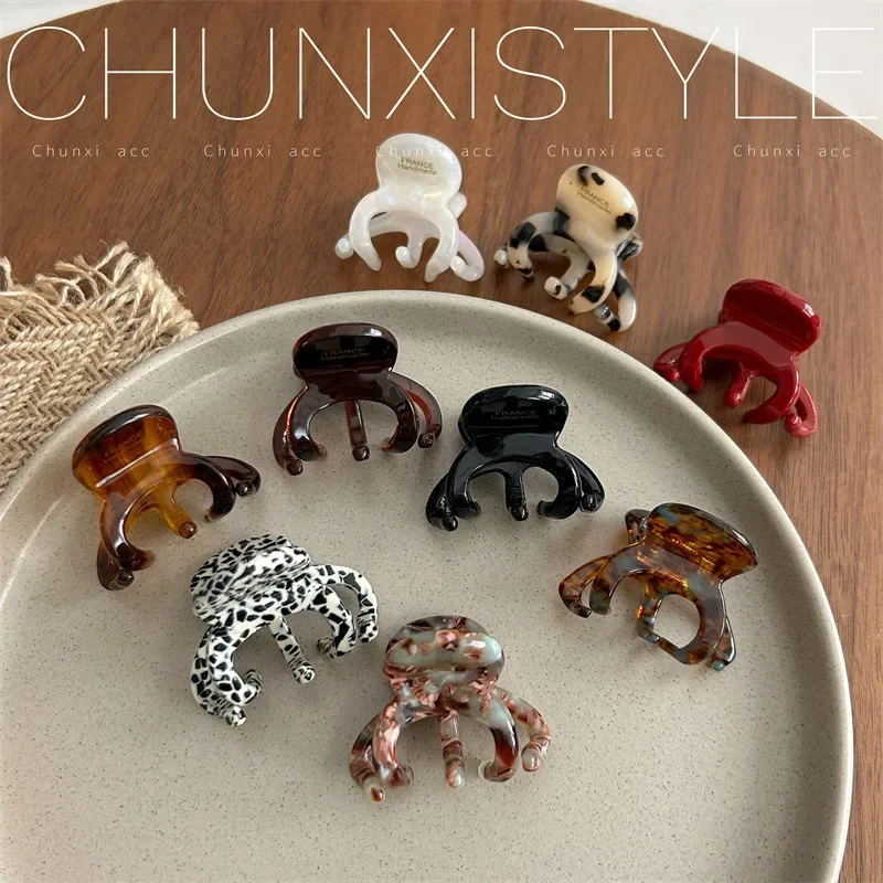 Trendy French Hair Claw Clips Acetate Retro High Ponytail Holders Elegant Crab Shark Clip for Women Girls