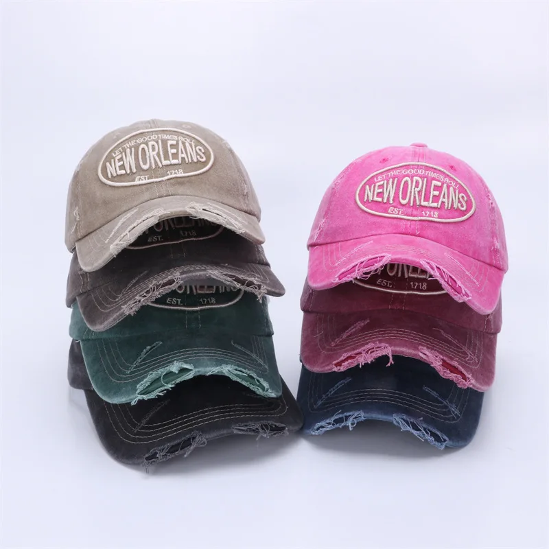 Unisex Vintage Washed Cotton Baseball Cap 2025 Embroidered Letter Snapback Hat for Men And Women Streetwear Outdoor Sports