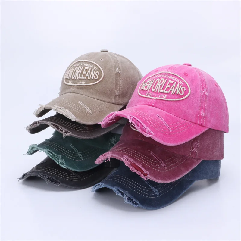 Unisex Vintage Washed Cotton Baseball Cap 2025 Embroidered Letter Snapback Hat for Men And Women Streetwear Outdoor Sports