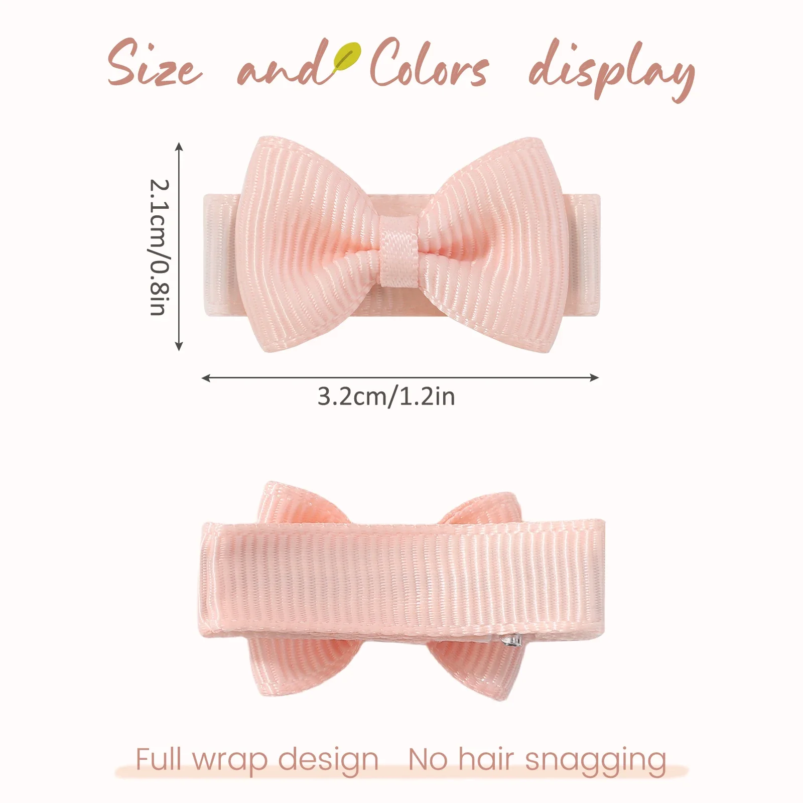 BABY BOWS 100Pcs 1.2'' Ribbon Hair Bows Clips for Baby Girls Candy Color Bowknot Hairpins Headwear Toddlers Hair Accessories