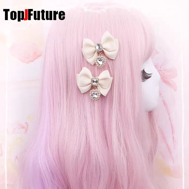 Korean Gothic Lolita Hair Clips Y2K Girl Bobby Pin Harajuku Women Cosplay Bow Jewelry Hairpin Headdress Dual Horsetai Hairgrip