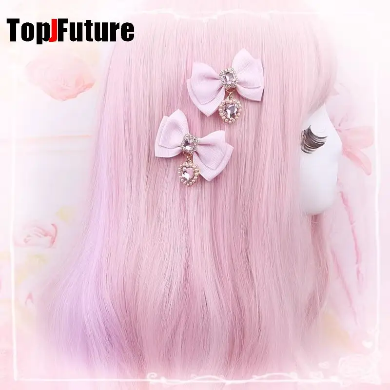 Korean Gothic Lolita Hair Clips Y2K Girl Bobby Pin Harajuku Women Cosplay Bow Jewelry Hairpin Headdress Dual Horsetai Hairgrip