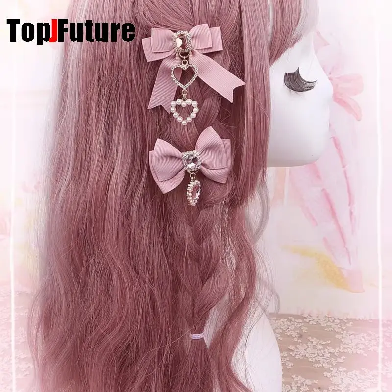 Korean Gothic Lolita Hair Clips Y2K Girl Bobby Pin Harajuku Women Cosplay Bow Jewelry Hairpin Headdress Dual Horsetai Hairgrip