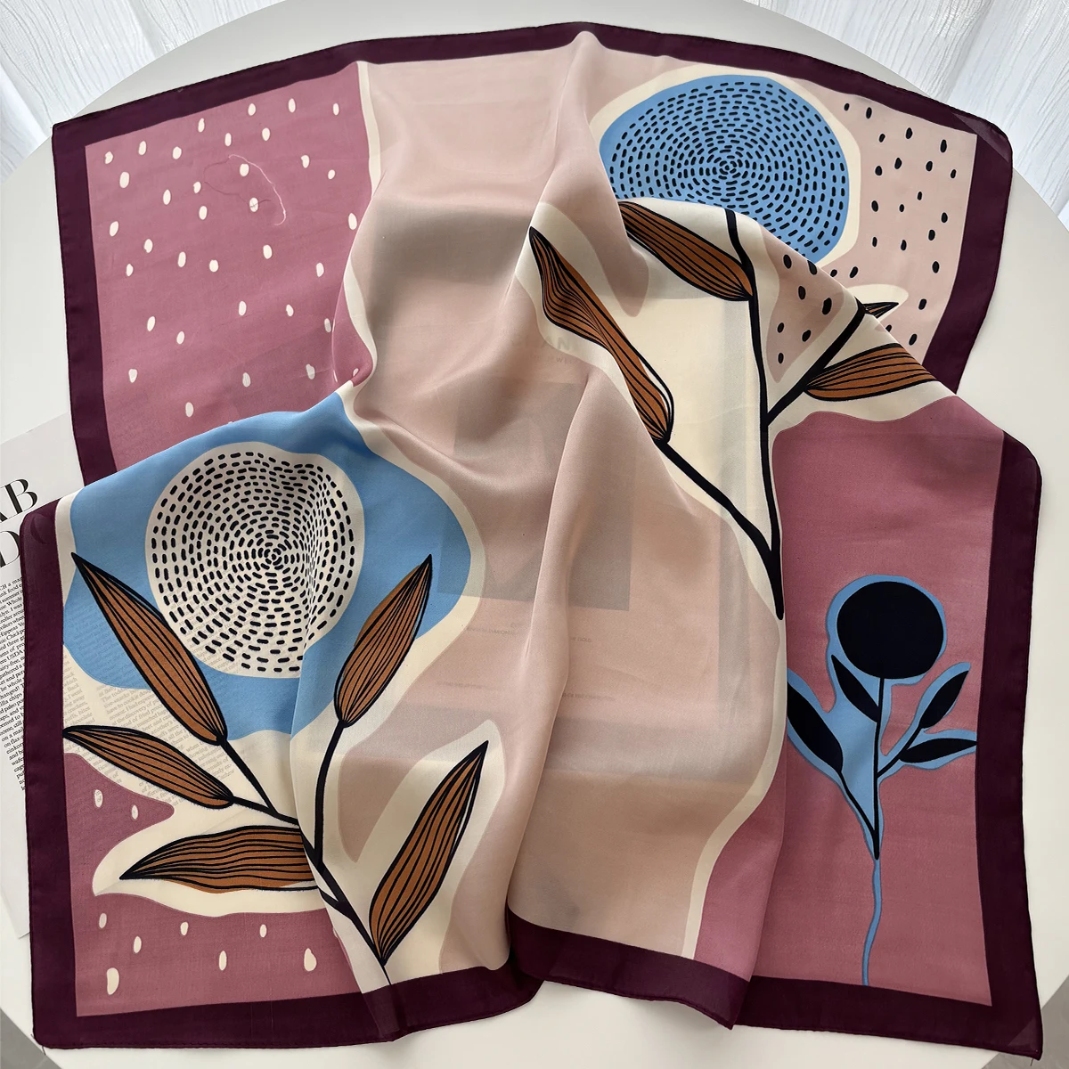 Luxury Printed Satin Square Scarves Women Floral Scarf Ealegant Hijab Neckerchief Decorations Hairbands Bandannas