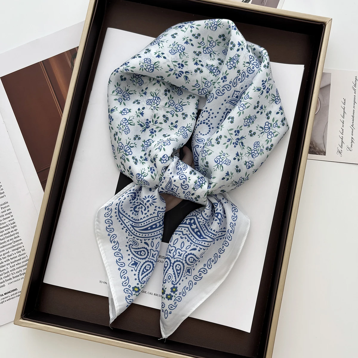 Luxury Printed Satin Square Scarves Women Floral Scarf Ealegant Hijab Neckerchief Decorations Hairbands Bandannas