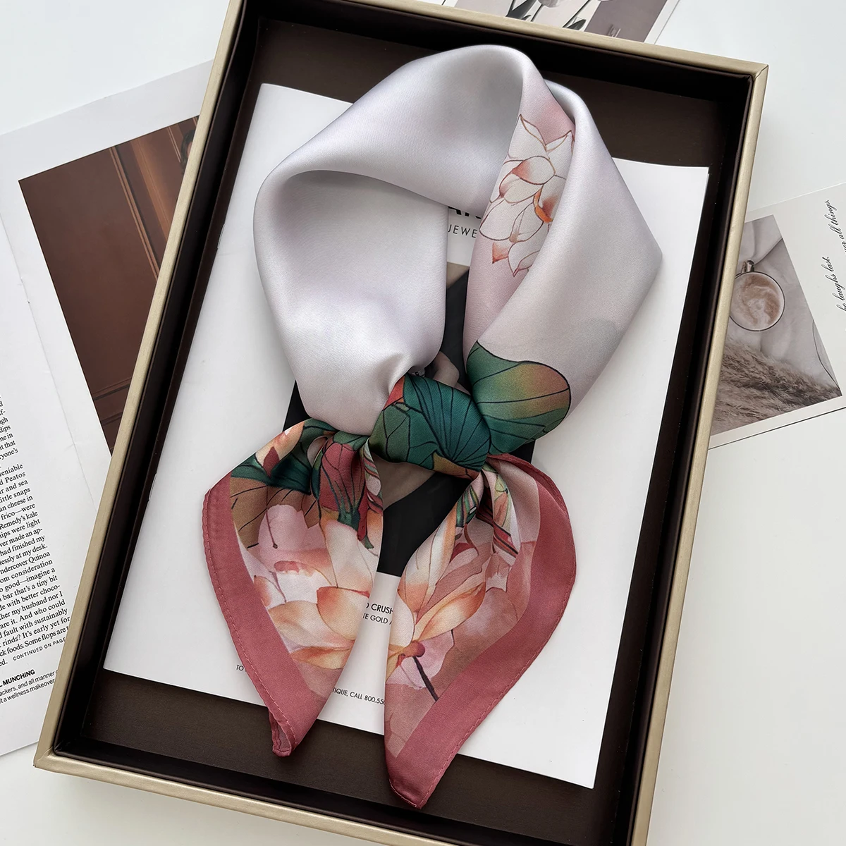 Luxury Printed Satin Square Scarves Women Floral Scarf Ealegant Hijab Neckerchief Decorations Hairbands Bandannas