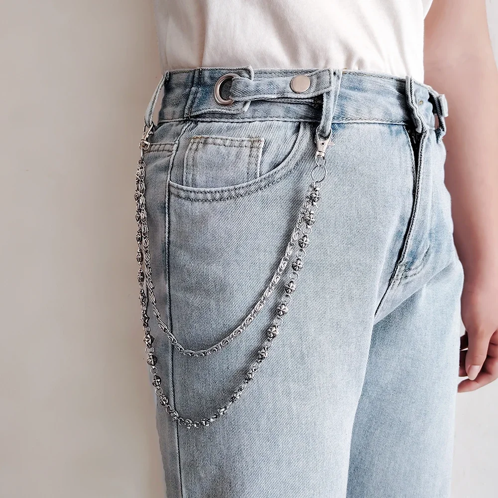 A Harajuku Style Street Hip-Hop Jeans Chain with Personalized Punk Style Double-Layer Waist Chain for Men and Women Accessories