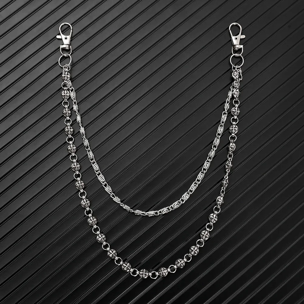 A Harajuku Style Street Hip-Hop Jeans Chain with Personalized Punk Style Double-Layer Waist Chain for Men and Women Accessories