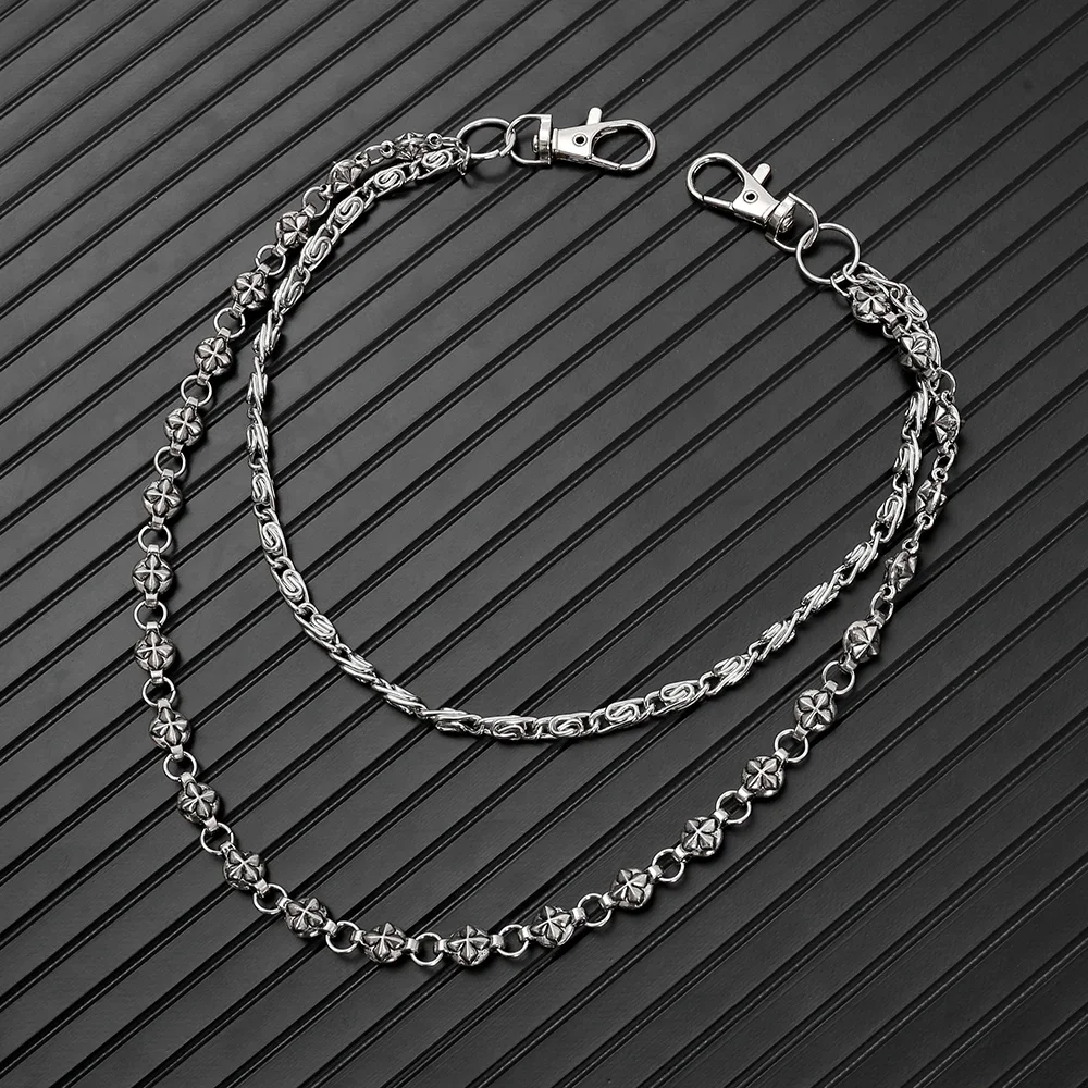 A Harajuku Style Street Hip-Hop Jeans Chain with Personalized Punk Style Double-Layer Waist Chain for Men and Women Accessories