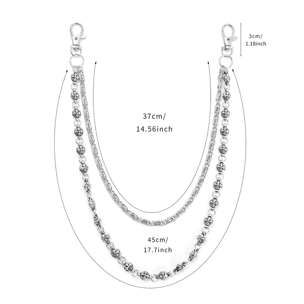 A Harajuku Style Street Hip-Hop Jeans Chain with Personalized Punk Style Double-Layer Waist Chain for Men and Women Accessories