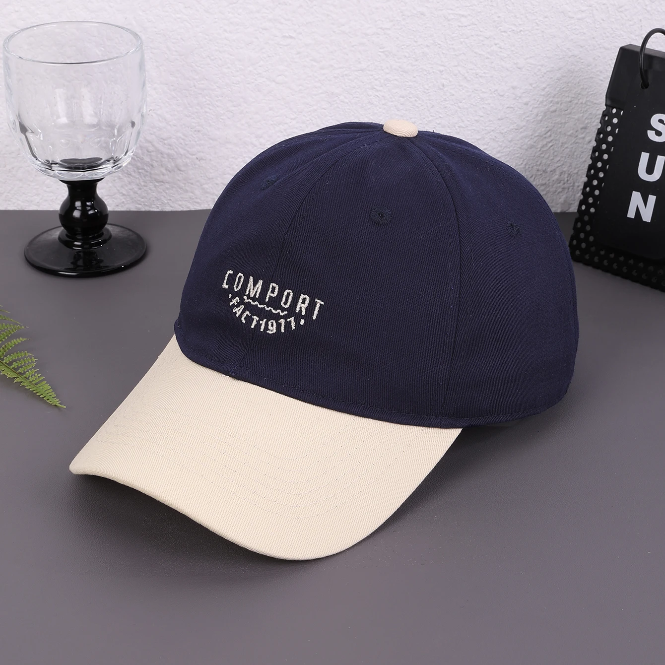 American-Style Retro Splicing Embroidered Letter 1977 Baseball Cap Couple's Daily Versatile Soft-Top Baseball Cap