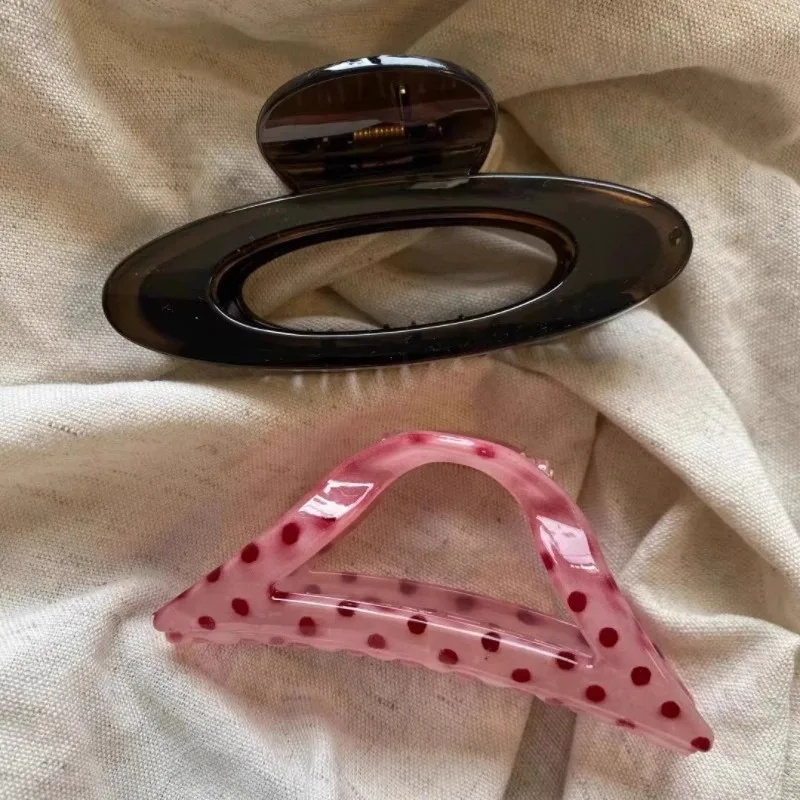 2Pcs Vintage Leopard Print Geometry Dot Large Shark Hair Claw Clip for Women NonSlip Banana Clip Ponytail Clip Hair Accessories
