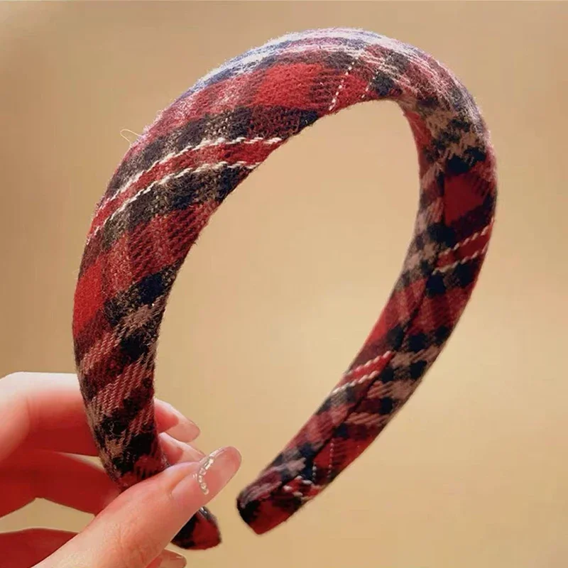 Retro Plaid Sponge Headband For Women Elegant Wearing A Hair Band When Going Out Fashion Girls Hair Accessories