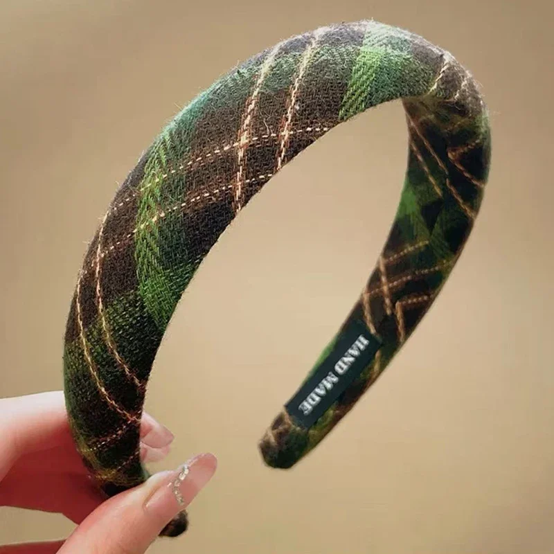 Retro Plaid Sponge Headband For Women Elegant Wearing A Hair Band When Going Out Fashion Girls Hair Accessories