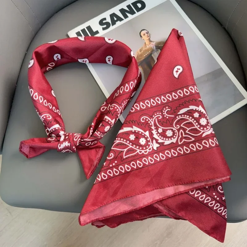 Ins Women Headscarf French Pastoral Style Sweet Lace Bandana Bohemia Triangle Strap Hair Headscarf Hat Travel Headband Headwear