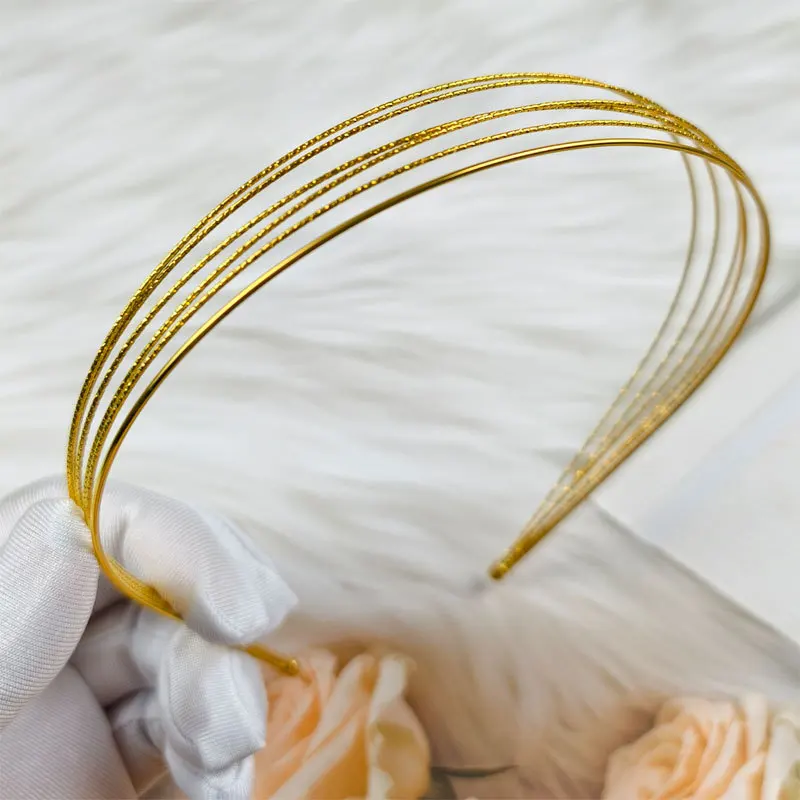 New Thin Gold Color Headbands Women Multilayer Alloy Hair Hoop Double Root Metal Hair Bands Hair Accessories Smooth Head Hoop
