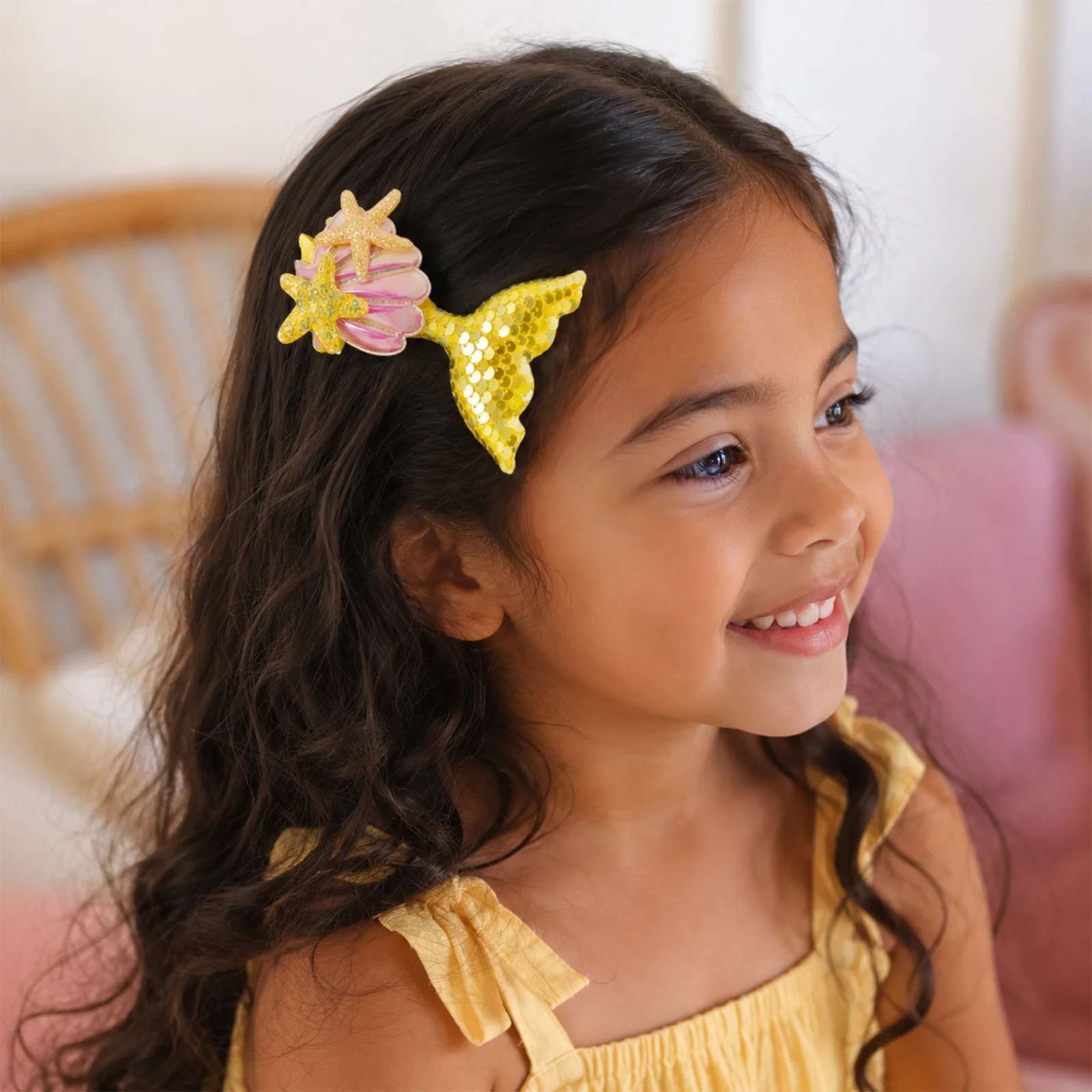 1PC Lovely Mermaid Princess Hairclip for Girl Shinying Starfish Hairpin Baby Kid Bang Decorative Clips Cartoon Colorful Headwear