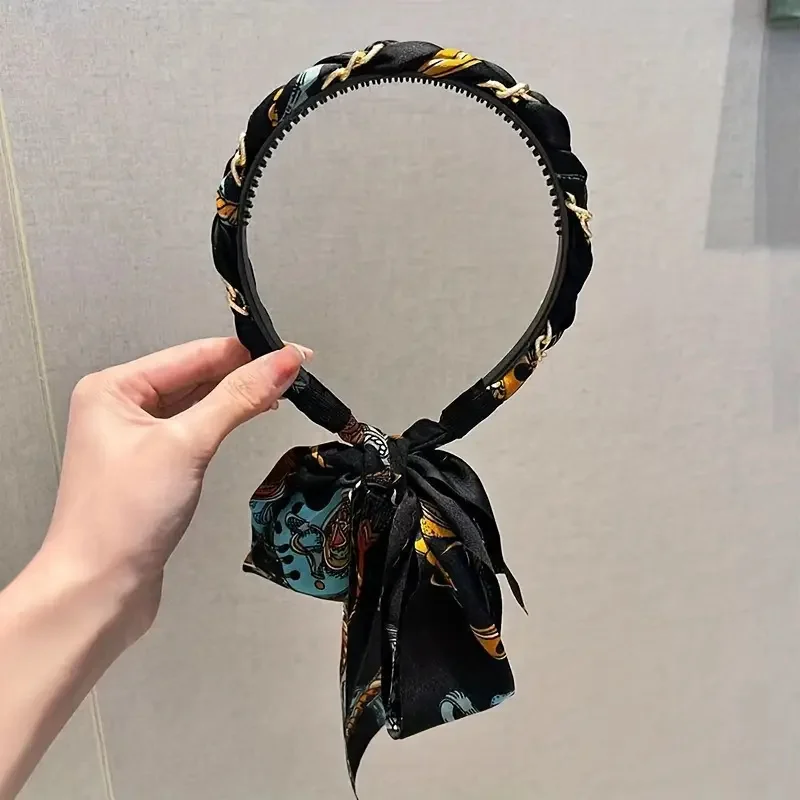 3Pcs Vintage-Inspired Chain & Ribbon Headbands for Women Elegant Hair Accessories Perfect for Braids & Updos Stylish Hair Decor