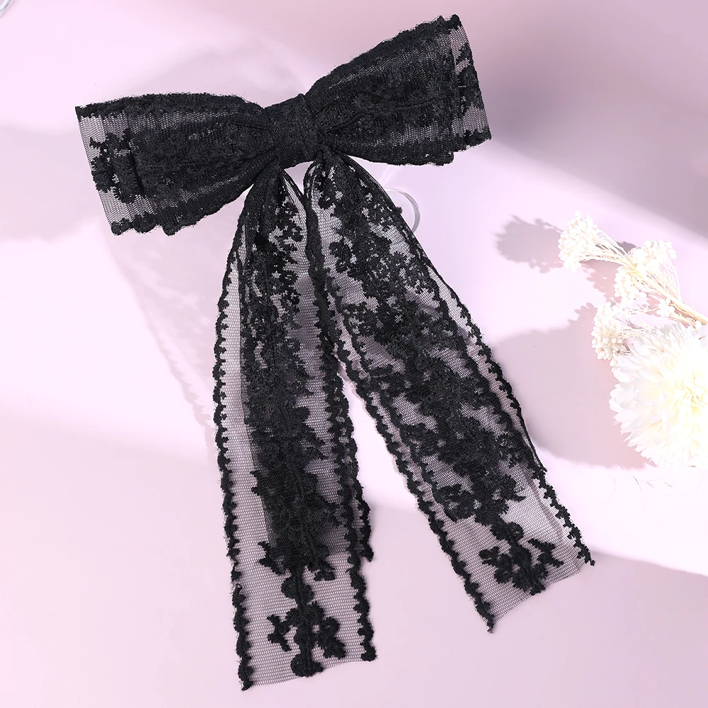 French Style Lace Hair Clips For Women Elegant Flower Embroidery Hairpins Mesh Barrette Girls Headwear Headdress Accesories