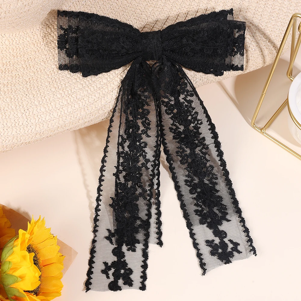 French Style Lace Hair Clips For Women Elegant Flower Embroidery Hairpins Mesh Barrette Girls Headwear Headdress Accesories