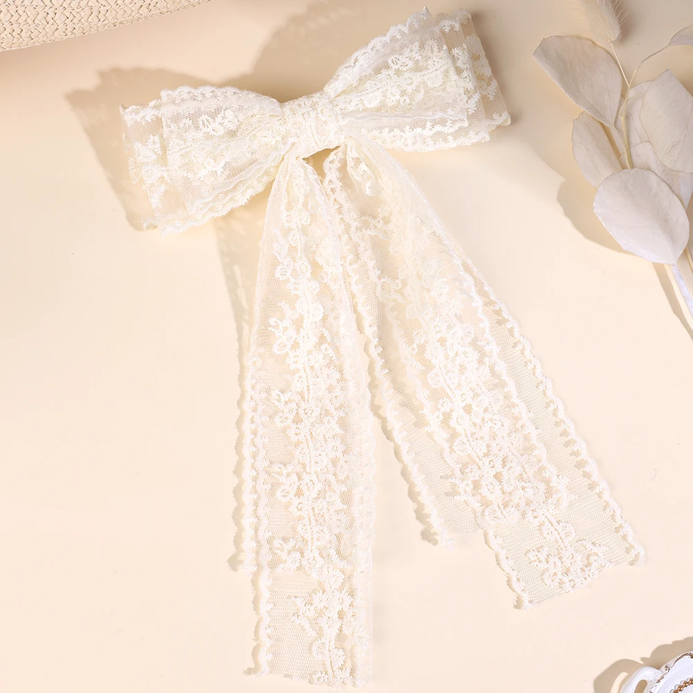 French Style Lace Hair Clips For Women Elegant Flower Embroidery Hairpins Mesh Barrette Girls Headwear Headdress Accesories