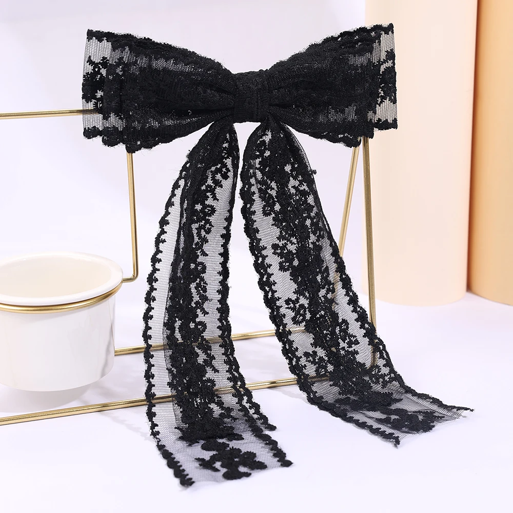French Style Lace Hair Clips For Women Elegant Flower Embroidery Hairpins Mesh Barrette Girls Headwear Headdress Accesories