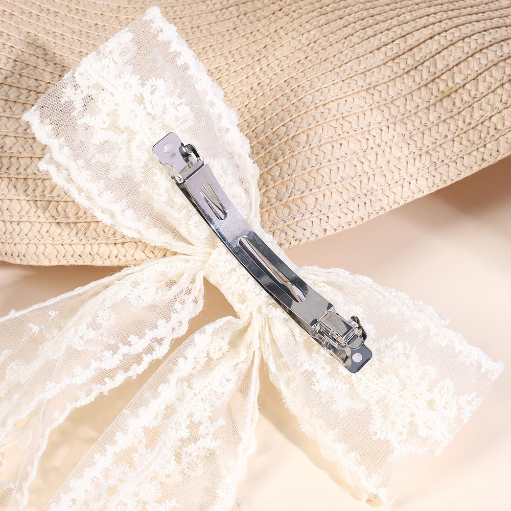 French Style Lace Hair Clips For Women Elegant Flower Embroidery Hairpins Mesh Barrette Girls Headwear Headdress Accesories