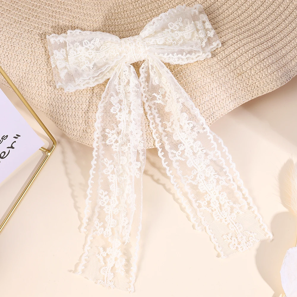 French Style Lace Hair Clips For Women Elegant Flower Embroidery Hairpins Mesh Barrette Girls Headwear Headdress Accesories