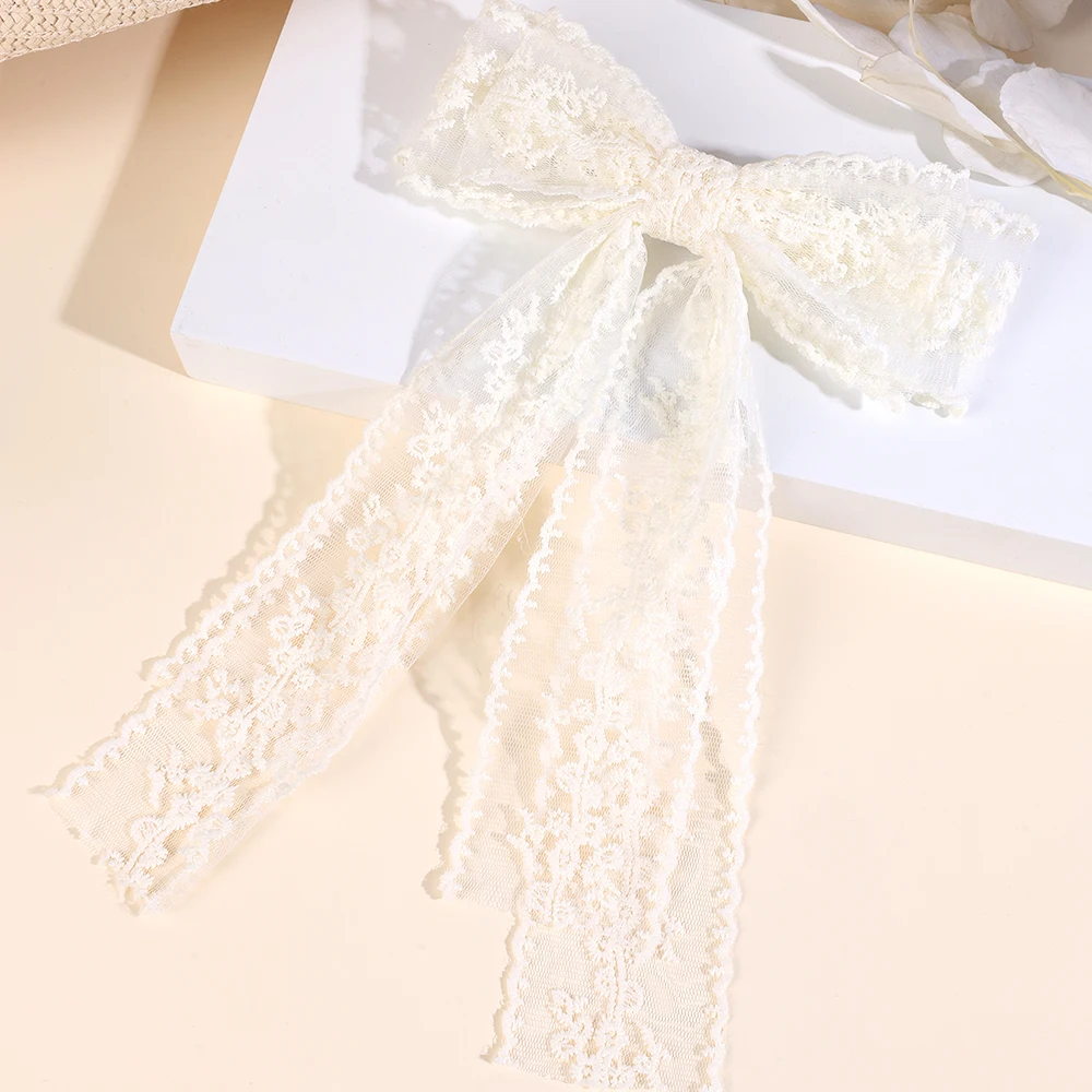French Style Lace Hair Clips For Women Elegant Flower Embroidery Hairpins Mesh Barrette Girls Headwear Headdress Accesories