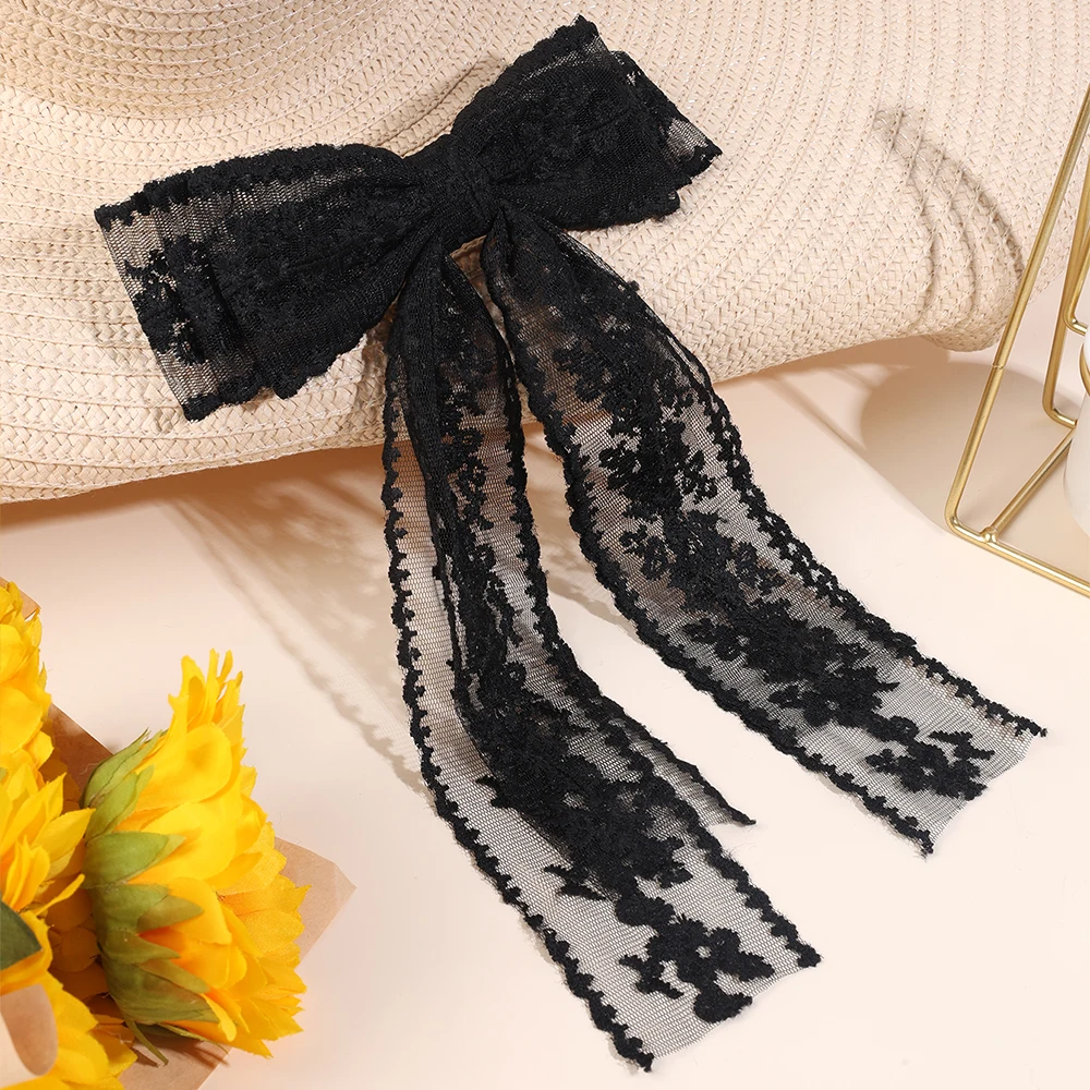 French Style Lace Hair Clips For Women Elegant Flower Embroidery Hairpins Mesh Barrette Girls Headwear Headdress Accesories