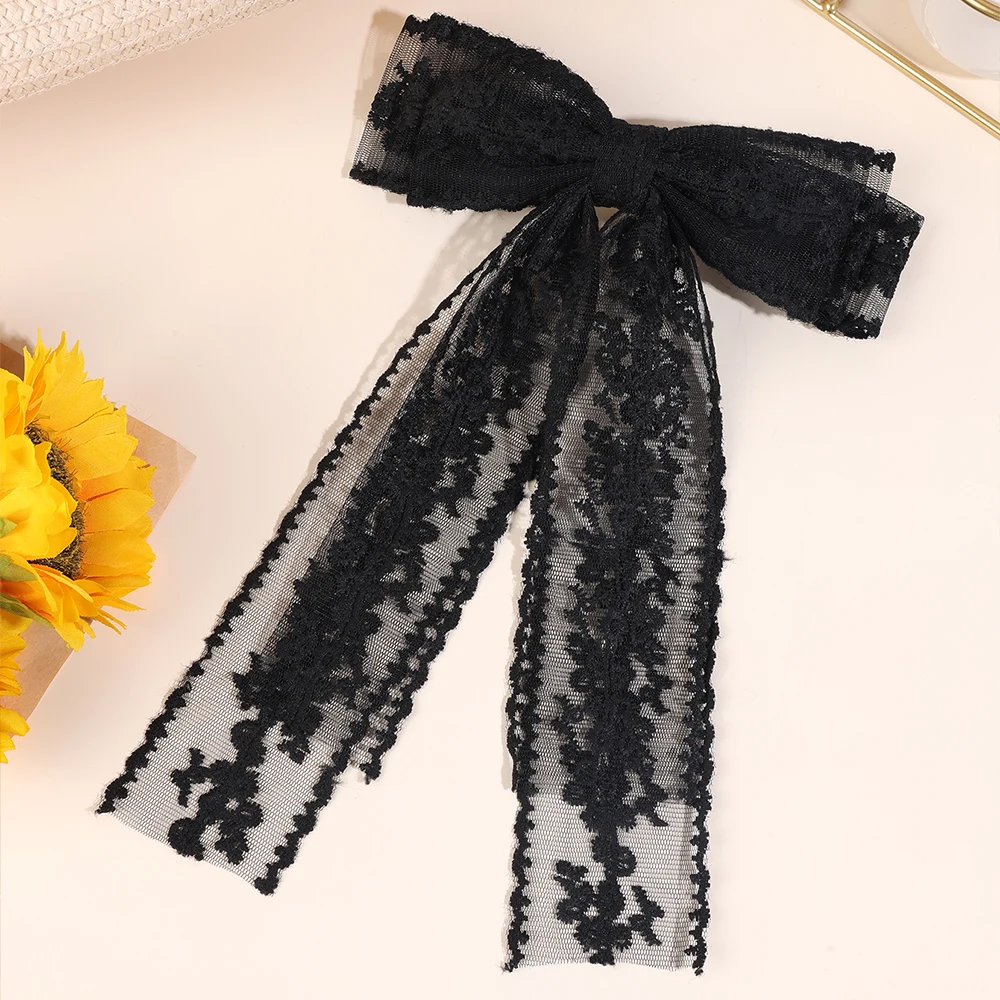French Style Lace Hair Clips For Women Elegant Flower Embroidery Hairpins Mesh Barrette Girls Headwear Headdress Accesories