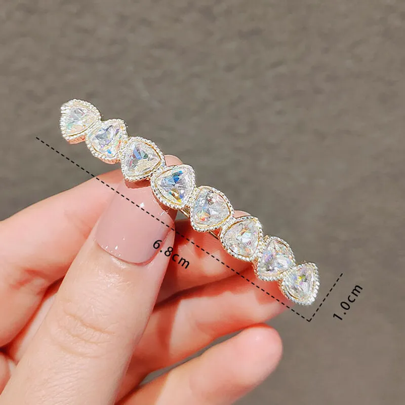 Crystal Rhinestones Row Hair Clips Geometric Woman Side Clip Barrettes Korean Style Fashion Hair Accessories