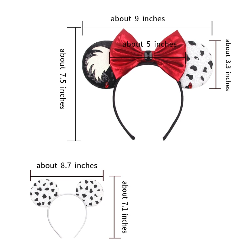 Disney Cruella Ears Headbands Kids Anime 101 Dalmatians Hair Accessories Women Cosplay Cruella De Vil Hairband For Girl Festival