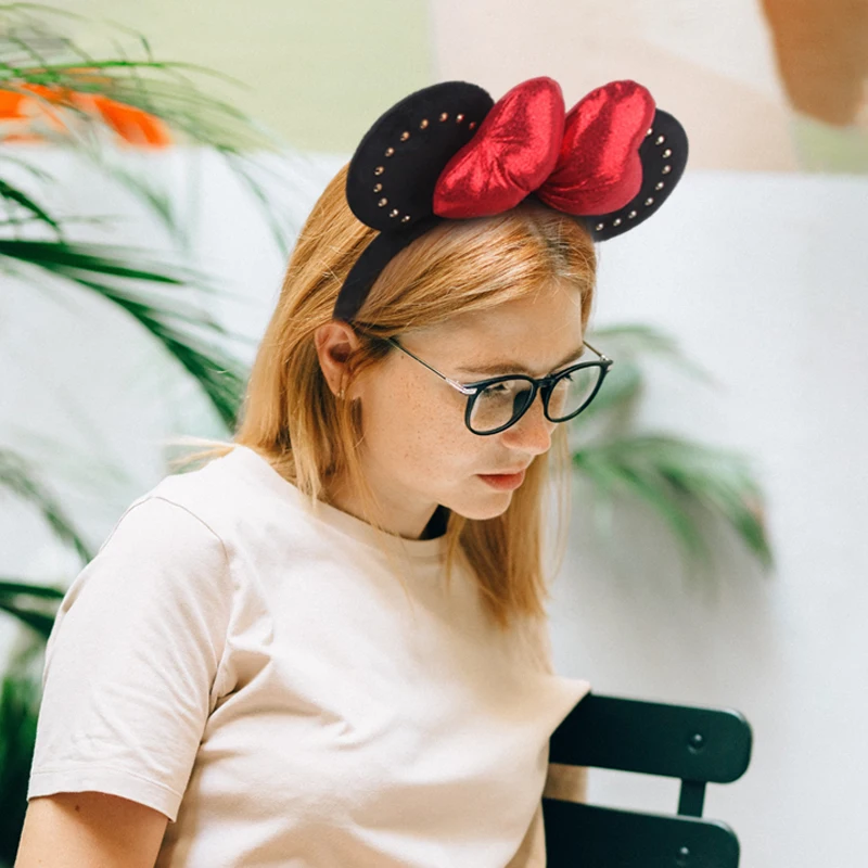 Big Hot Sales Women Fashion Ears Headband For Girl Women 5''Polka Big Bow Hairband Festival Party Travel DIY Hair Accessories